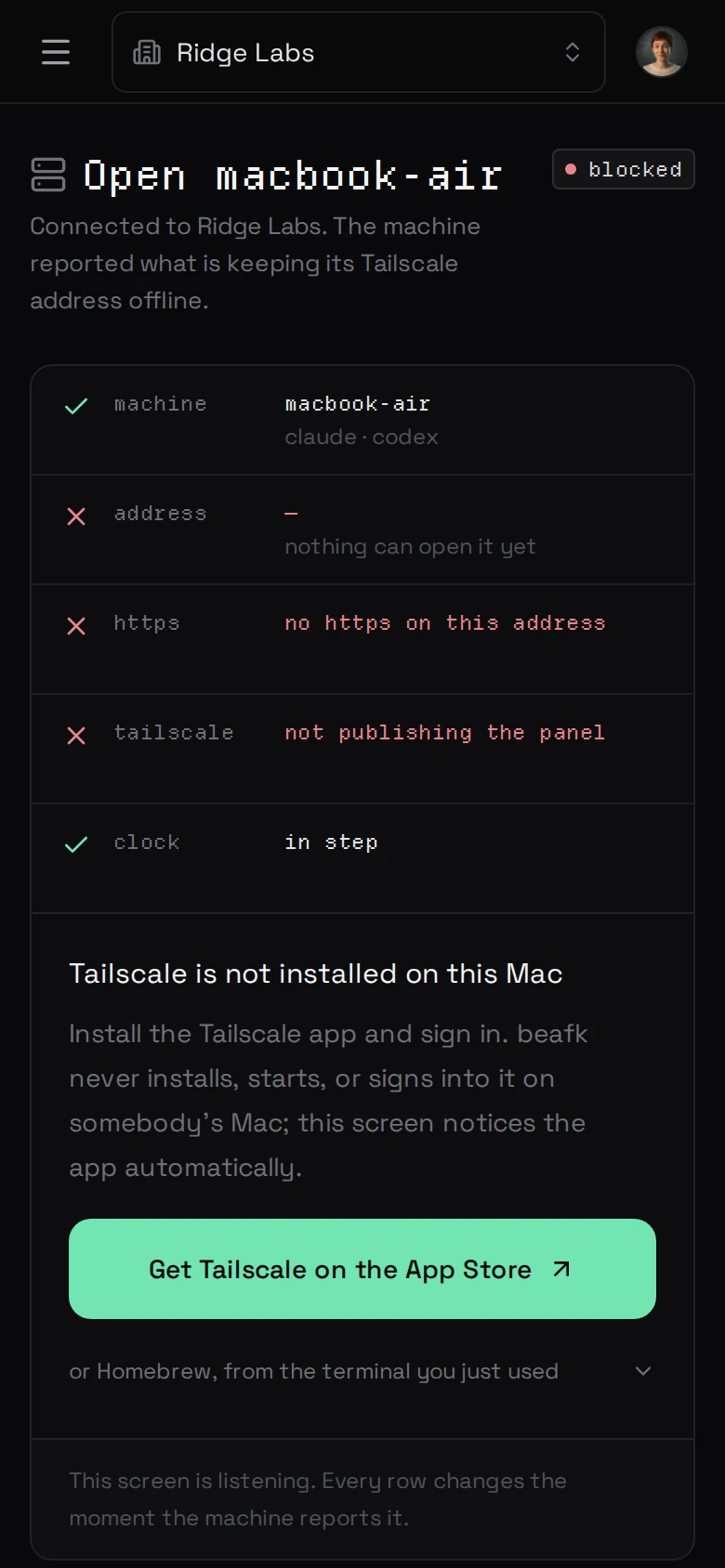 Get Tailscale on the App Store, Homebrew folded underneath